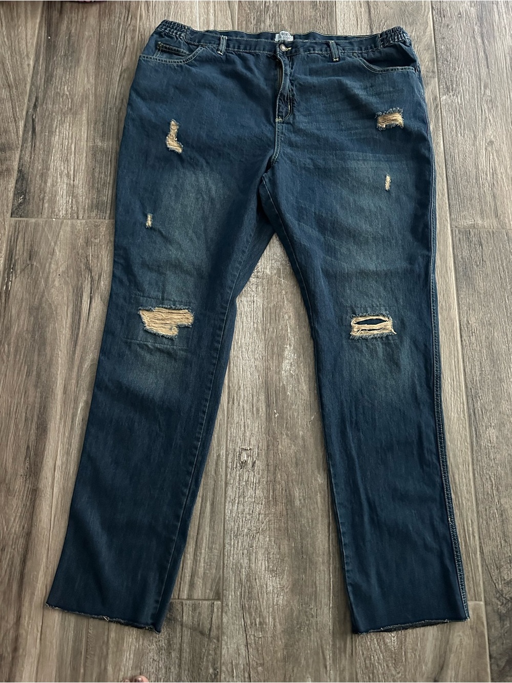 Men's Liberty Blues Big and Tall Side Elastic Distressed Blue Jeans
